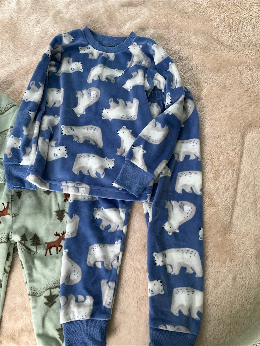 Carters Toddler Polar Bear and Moose velour Pajama Set - 2 sets!